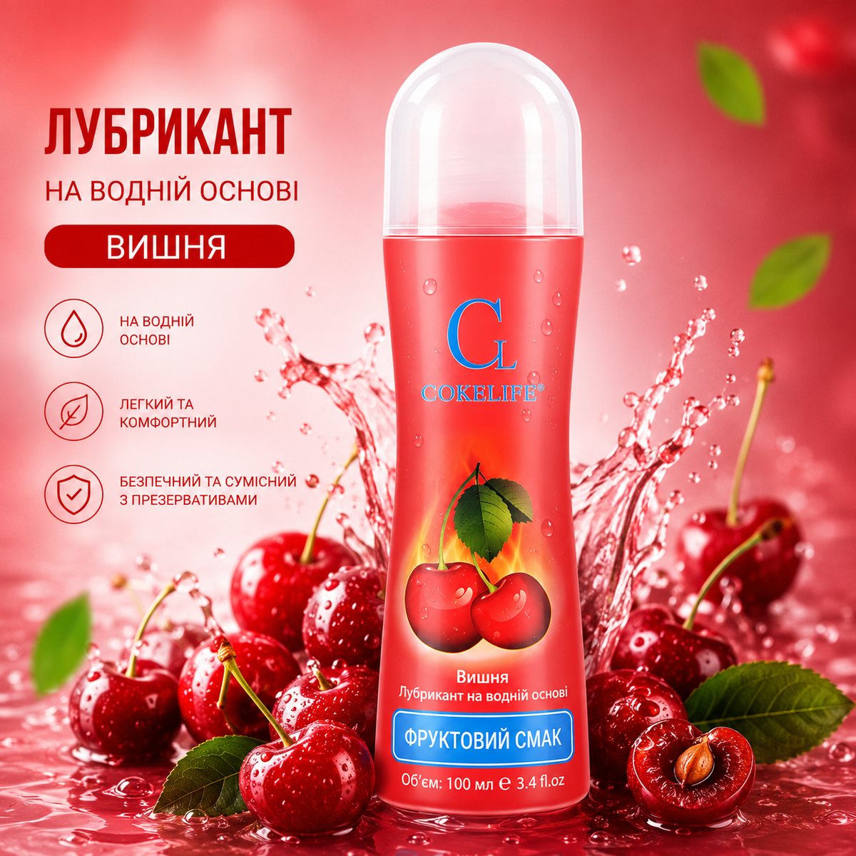 Лубрикант COKELIFE вишня на водній основі