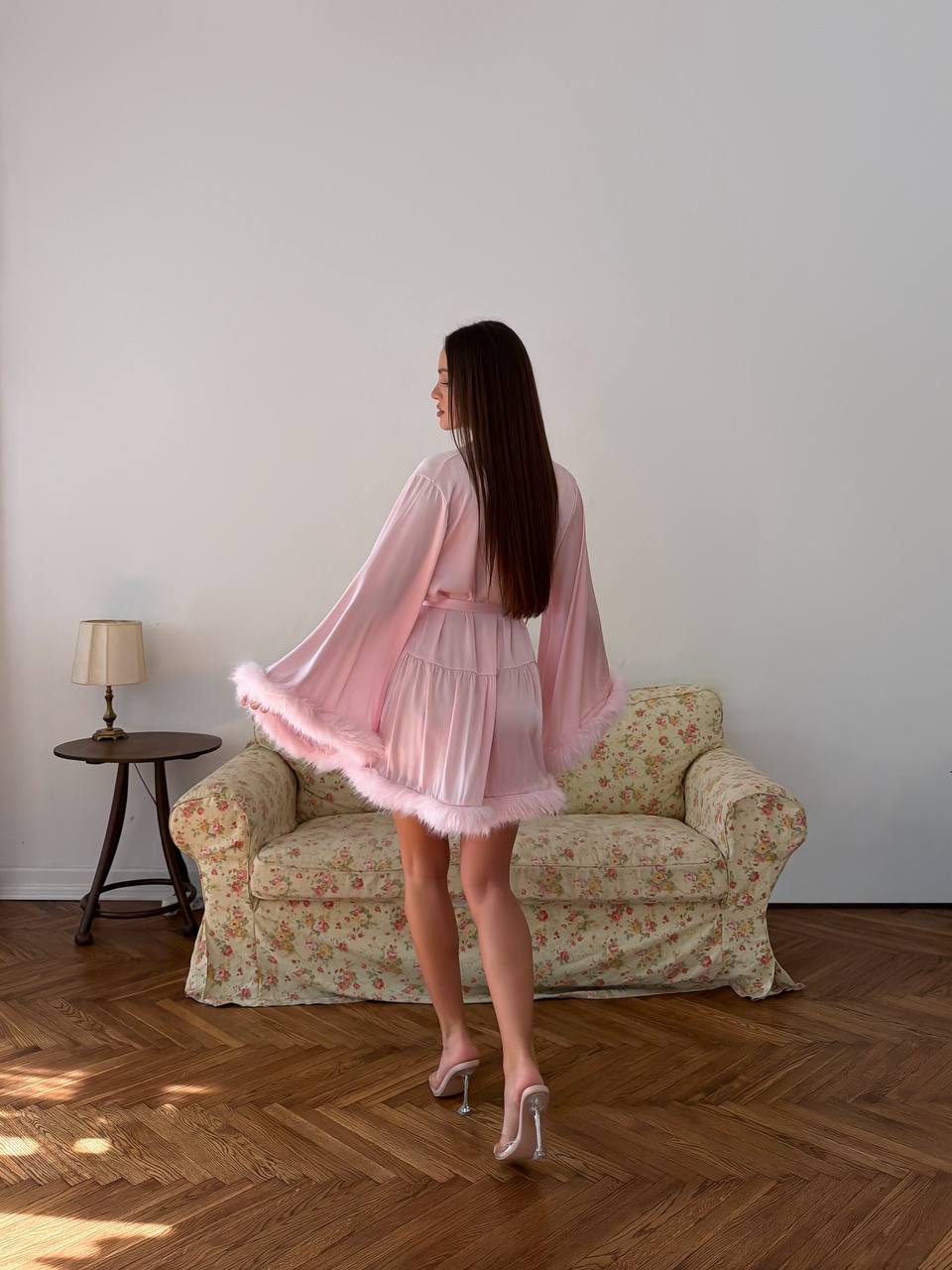 Халат із пір’ям Plume — рожевий