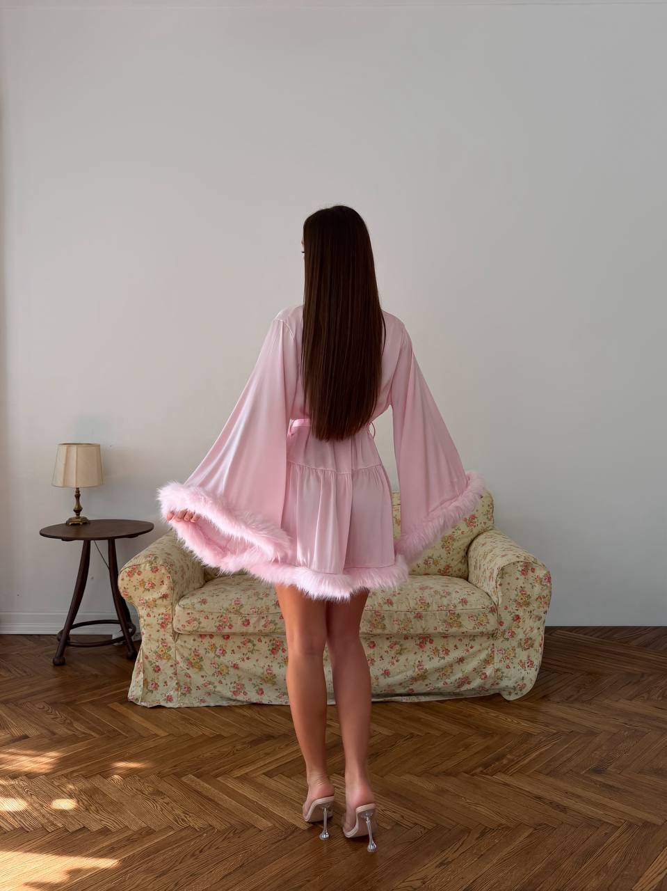 Халат із пір’ям Plume — рожевий